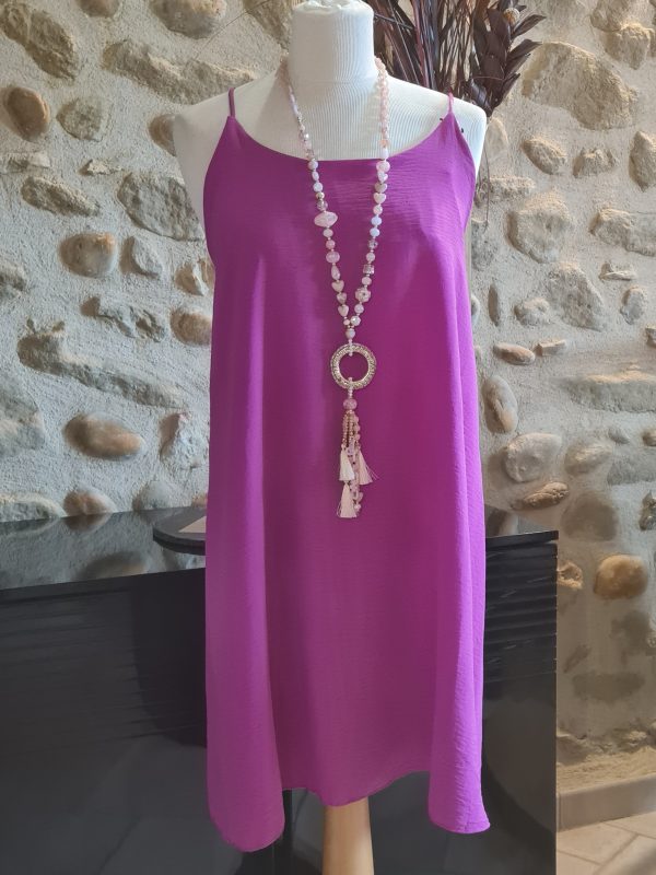 Robe courte dos croisé - Prune - Taille Unique jusque 42/44