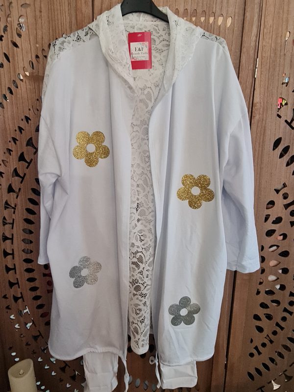 Gilet mi long FLOWERS dos dentelle - Taille unique jusqu'au 52 – Image 7