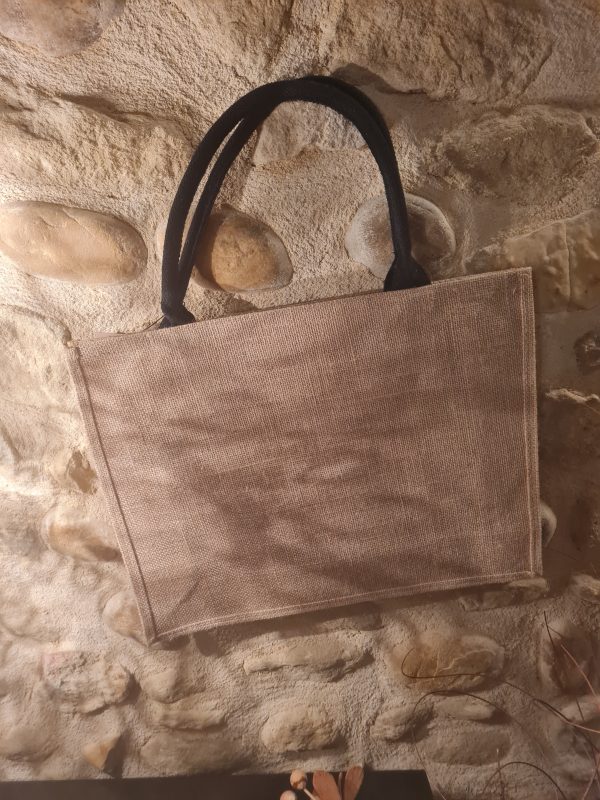 Sac cabas Grand modèle "Week-end vibes" - Aspect toile de jute - Blanc - 45×30×7 cm – Image 2