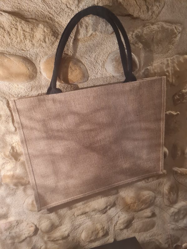Sac cabas Grand modèle "Cœur léopard Love " - Aspect toile de jute - Blanc - 45×30×7 cm – Image 2