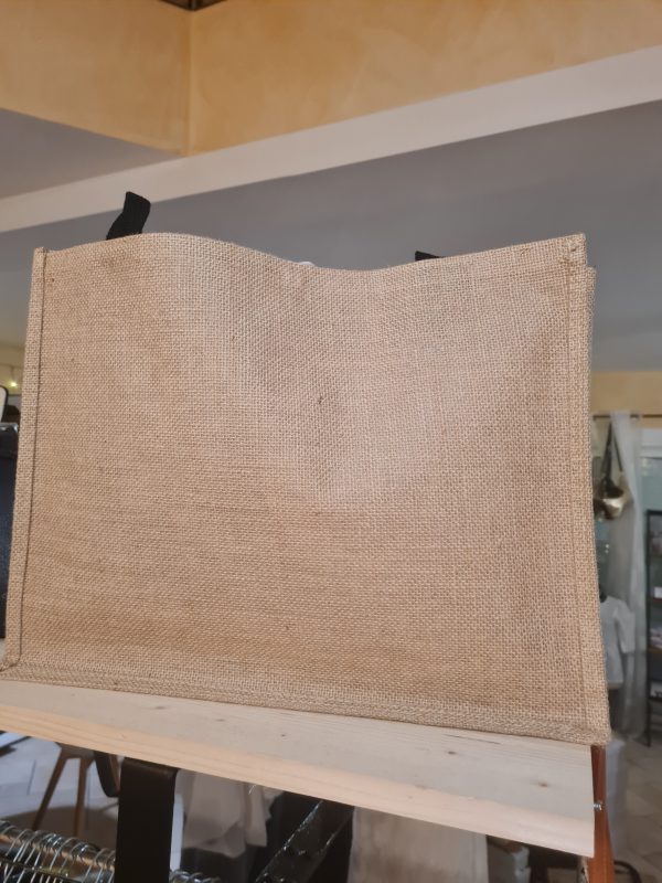 Sac cabas Grand modèle "Rock &Love" - Aspect toile de jute - 45×30×7 cm – Image 2