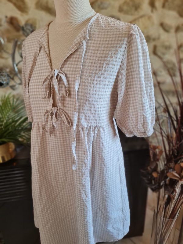 Robe courte imprimée Vichy - Taille unique du 36 au 42 – Image 3