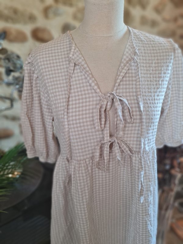 Robe courte imprimée Vichy - Taille unique du 36 au 42 – Image 2