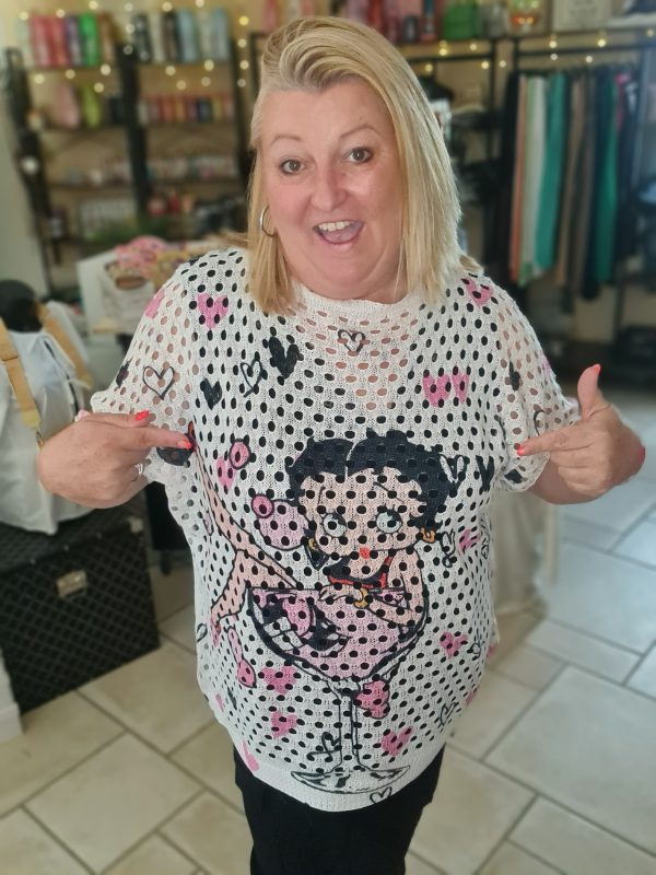 Pull Crochet Betty Boop - Blanc - TU jusque 50/52 – Image 2