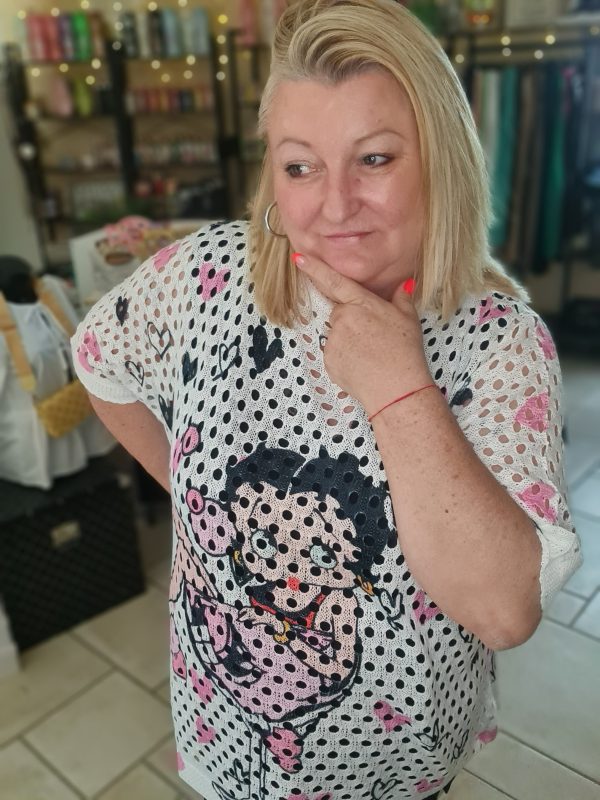 Pull Crochet Betty Boop - Blanc - TU jusque 50/52 – Image 4