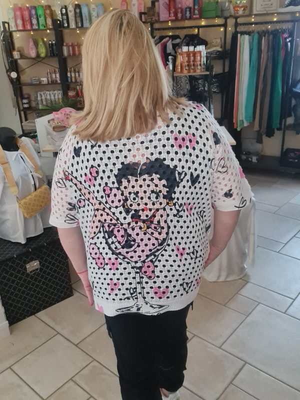 Pull Crochet Betty Boop - Blanc - TU jusque 50/52 – Image 5