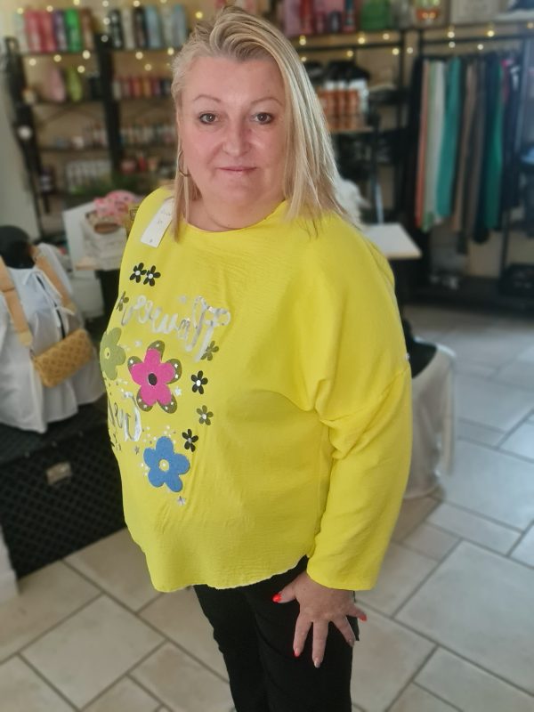 Tee shirt Girl Flower - Yellow - Taille unique jusque 50/52 – Image 3