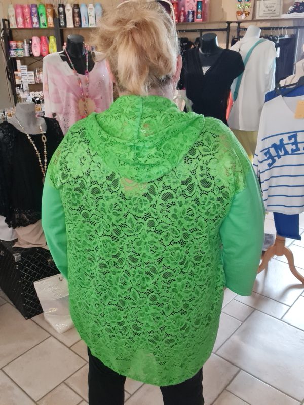 Gilet mi long FLOWERS dos dentelle - Taille unique jusqu'au 52 – Image 4