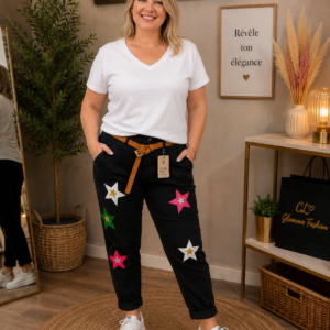 Pantalon Etoiles 🌟 - Taille élastique  - noir