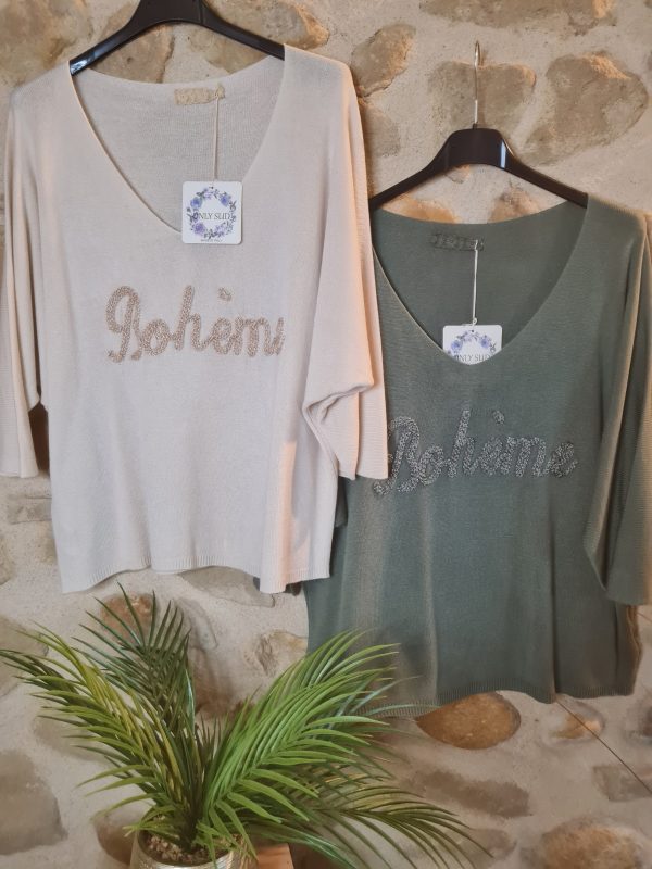 Pull fin Bohème coupe chauve souris TU jusqu'au 42 – Image 3
