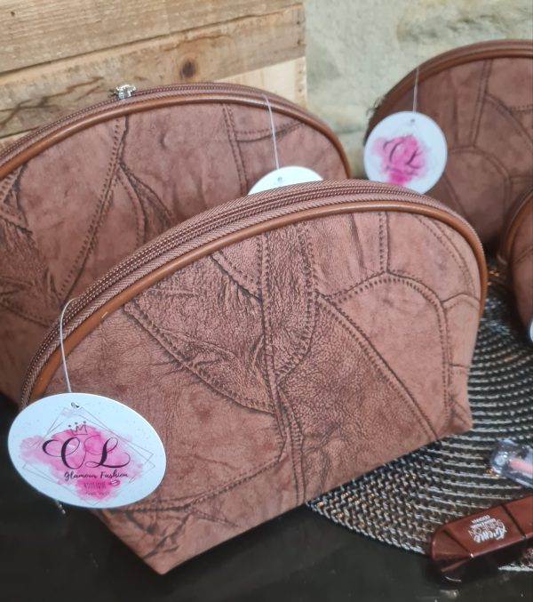 Jolie Trousse de rangement différentes tailles marron – Image 2