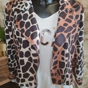 Veste style perfecto suédine Léopard TU jusqu'au 40