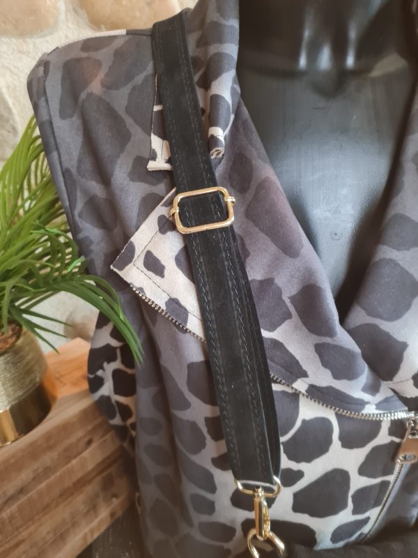 Sac besace cuir effet daim Noir – Image 4