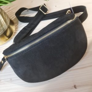 Sac besace cuir effet daim Noir
