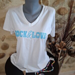 Tee shirt Rock & Love bleu ciel  pailletté TU MT