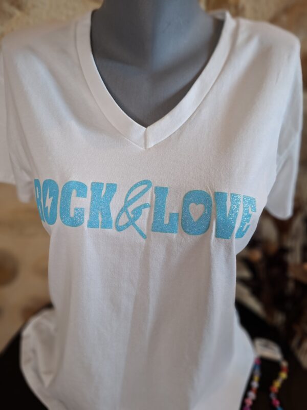 Tee shirt Rock & Love bleu ciel  pailletté TU MT – Image 2