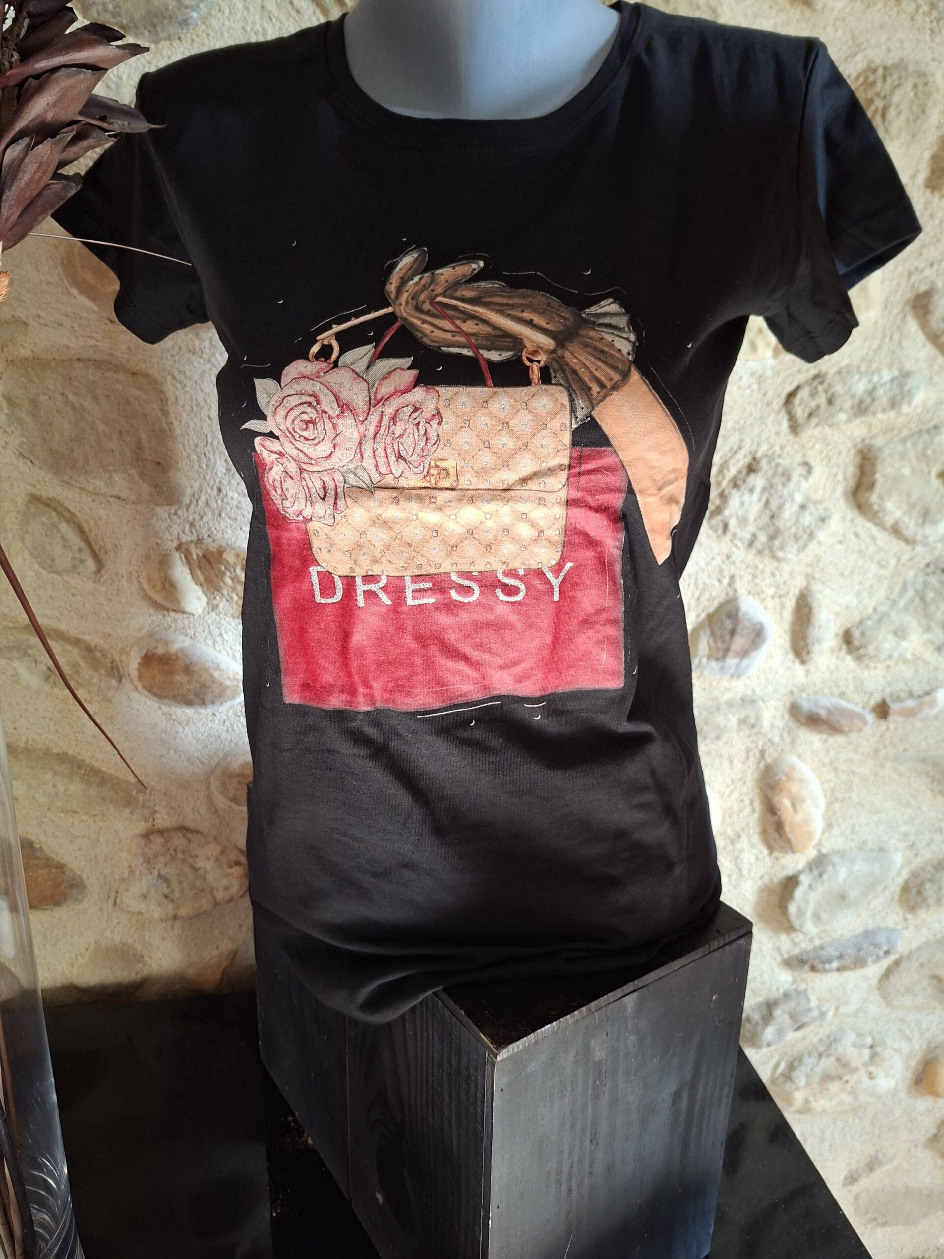 TS Dressy Noir imprimé - Coton - Taille M ou L