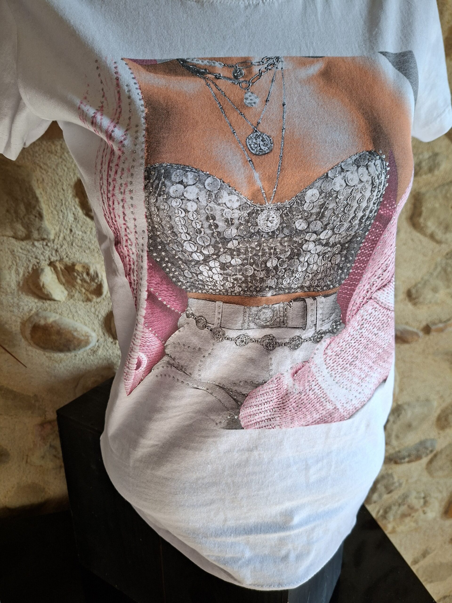 TS Blanc imprimé - Coton - Taille M ou L ou XL – Image 4