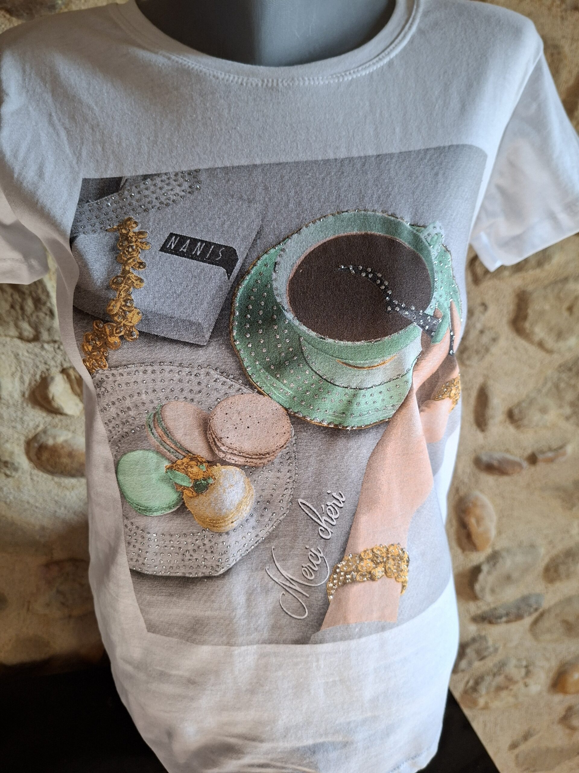 TS Coffee Blanc imprimé - Coton - Taille M