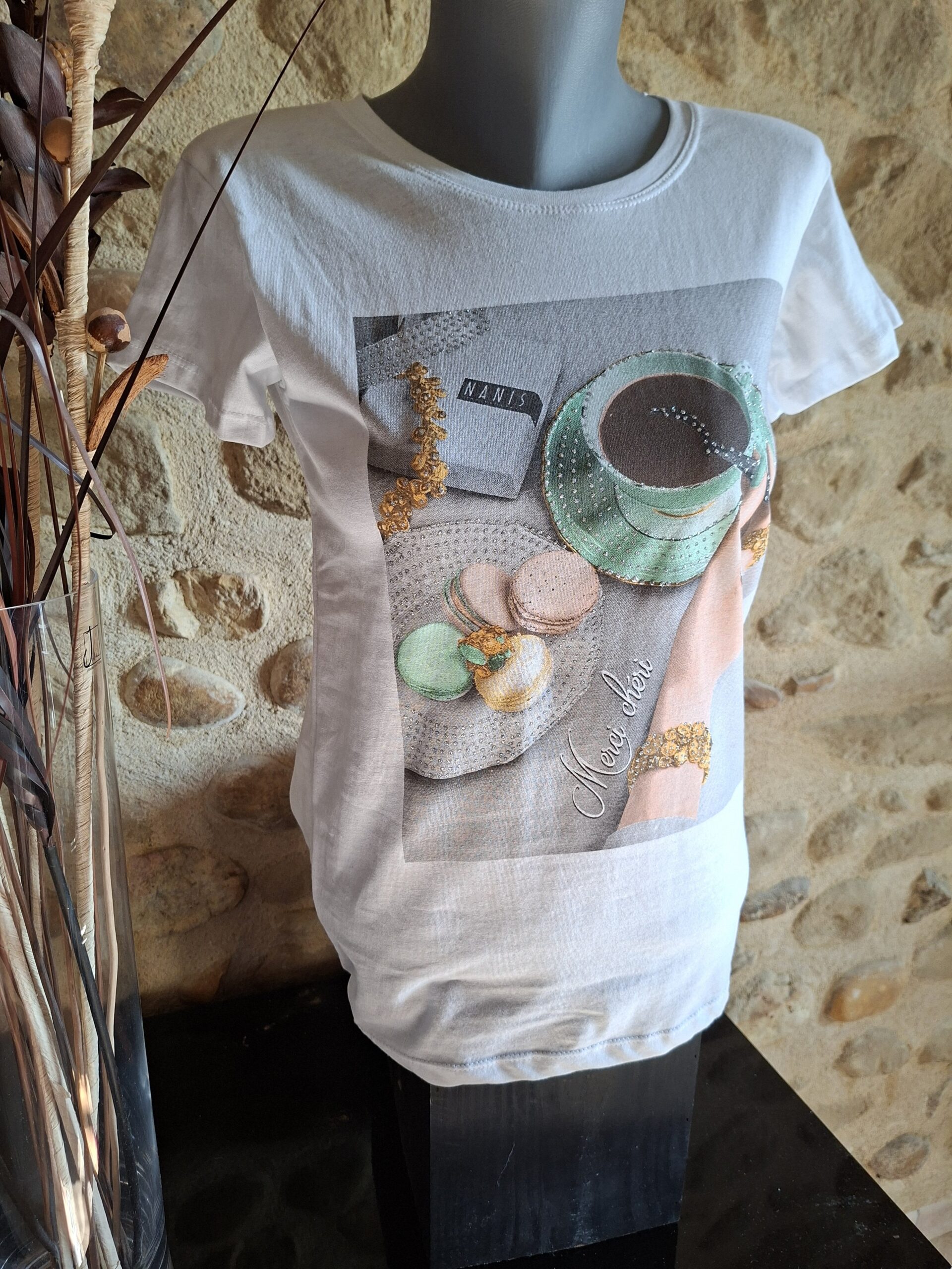 TS Coffee Blanc imprimé - Coton - Taille M – Image 3