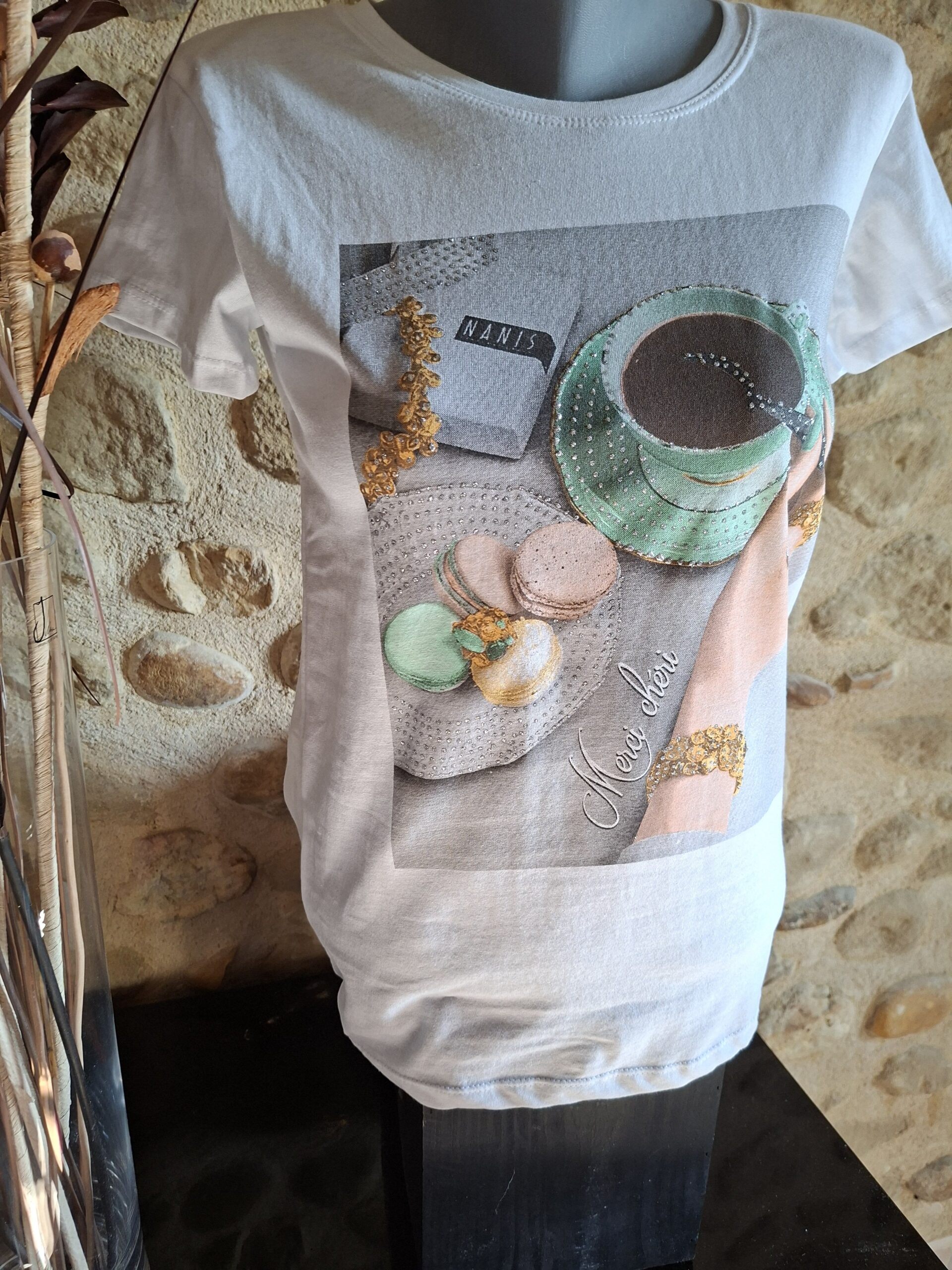 TS Coffee Blanc imprimé - Coton - Taille M – Image 4