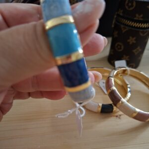 Bracelet Jonc Tricolore nuances de Bleu avec Doré