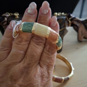 Bracelet Jonc Tricolore avec  Doré -