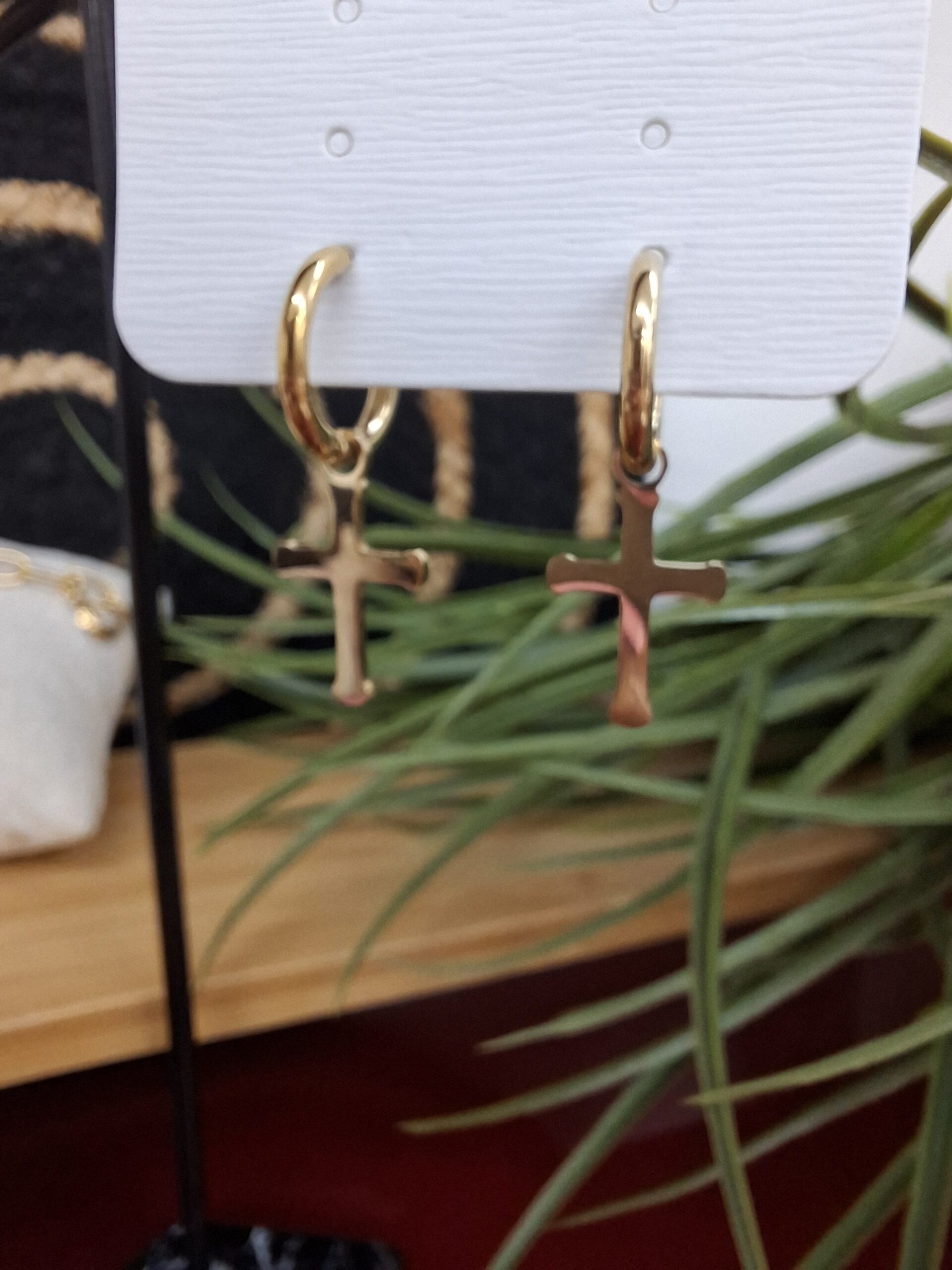 BO créoles Croix - Acier Inoxydable