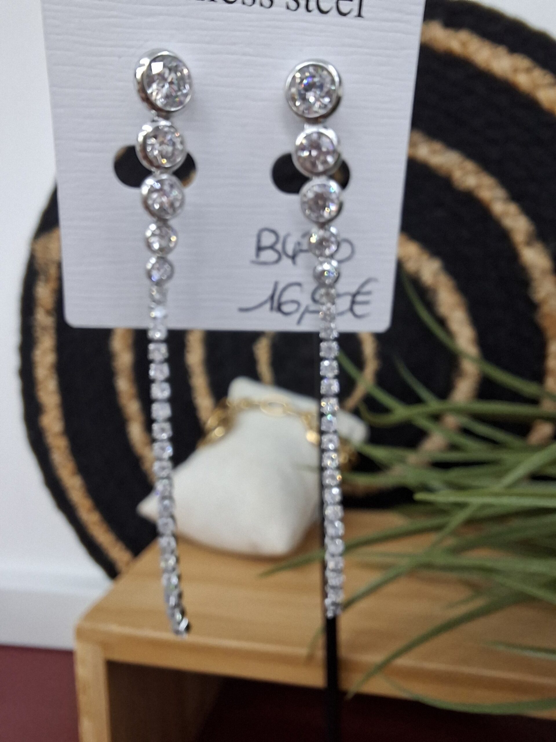 BO pendantes strass Argentée - Acier Inoxydable