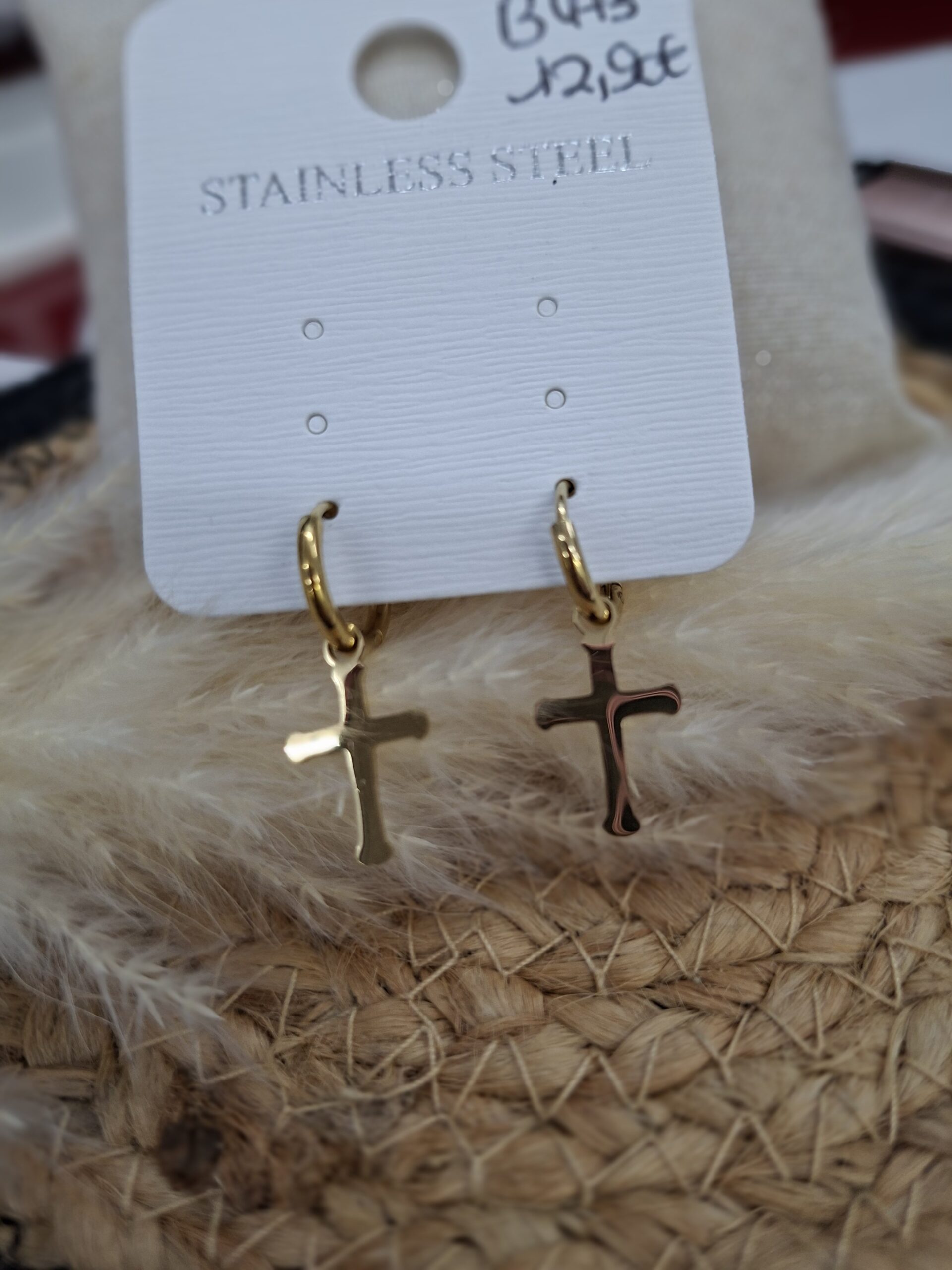 BO créoles Croix - Acier Inoxydable – Image 2