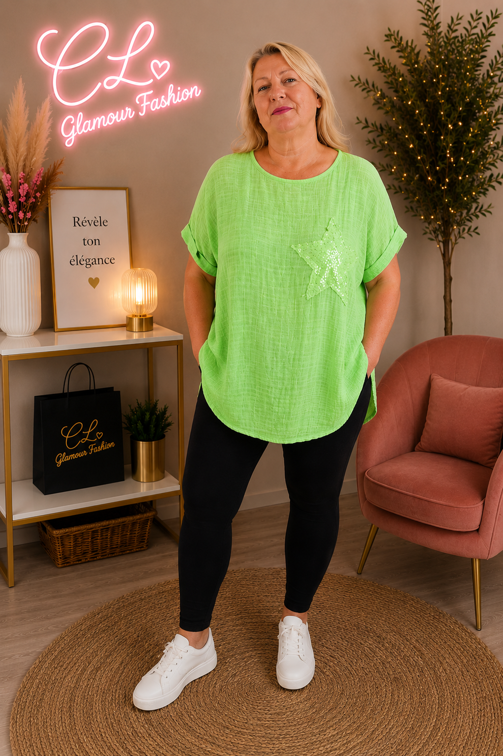 T-shirt Fluo Etoile 100% coton - TU GT jusqu'au 48 – Image 2