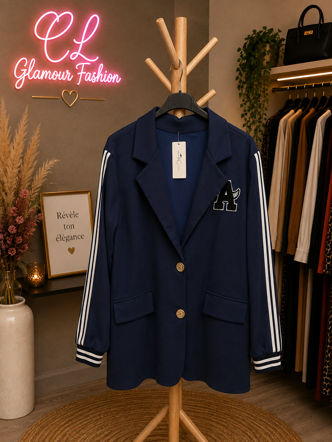 Veste Blazer "A" avec rayures manches - 2 boutons - TU GT - 46 au 52/54 – Image 9