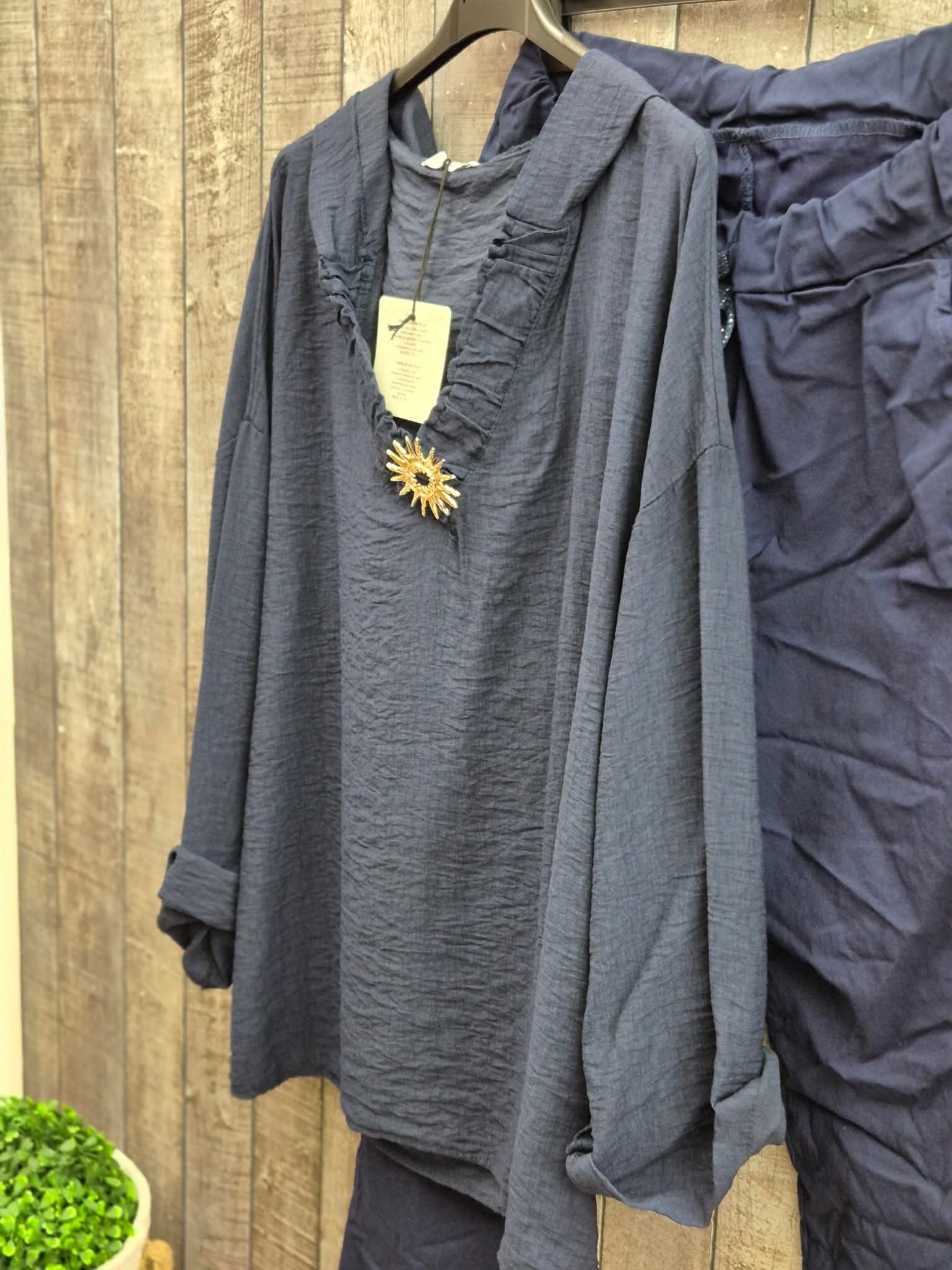 Haut à capuche avec broche Soleil - TU MT - 38 au 44