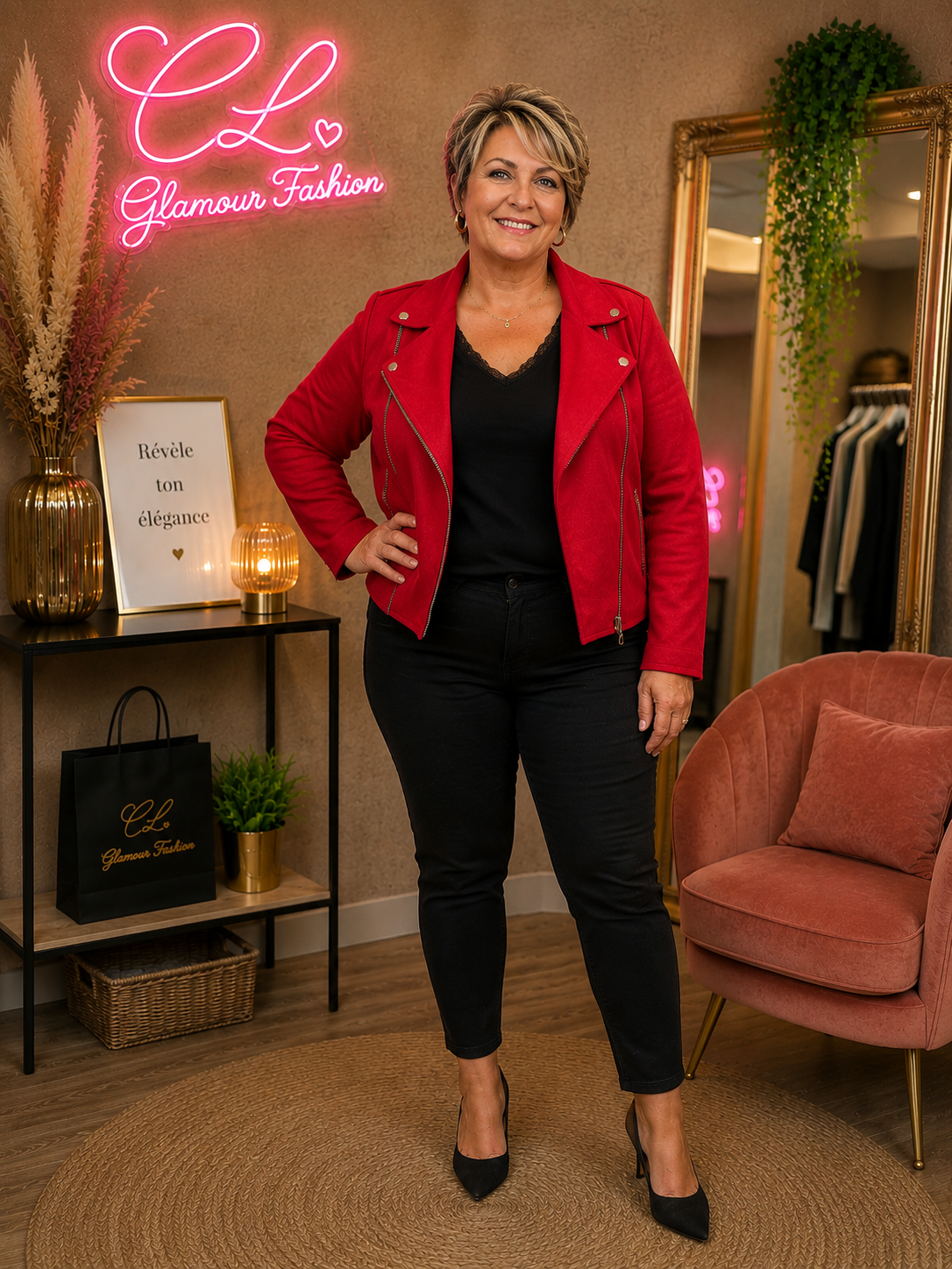 Veste style perfecto - Rouge - T2XL à la T5XL – Image 3