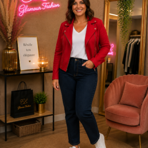 Veste style perfecto - Rouge - de la T2XL à la T5XL