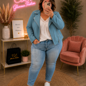 Veste style perfecto - Vert amande - de la T2XL à la T5XL