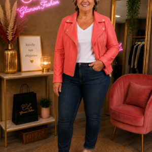 Veste style perfecto - Corail - de la T2XL à la T5XL