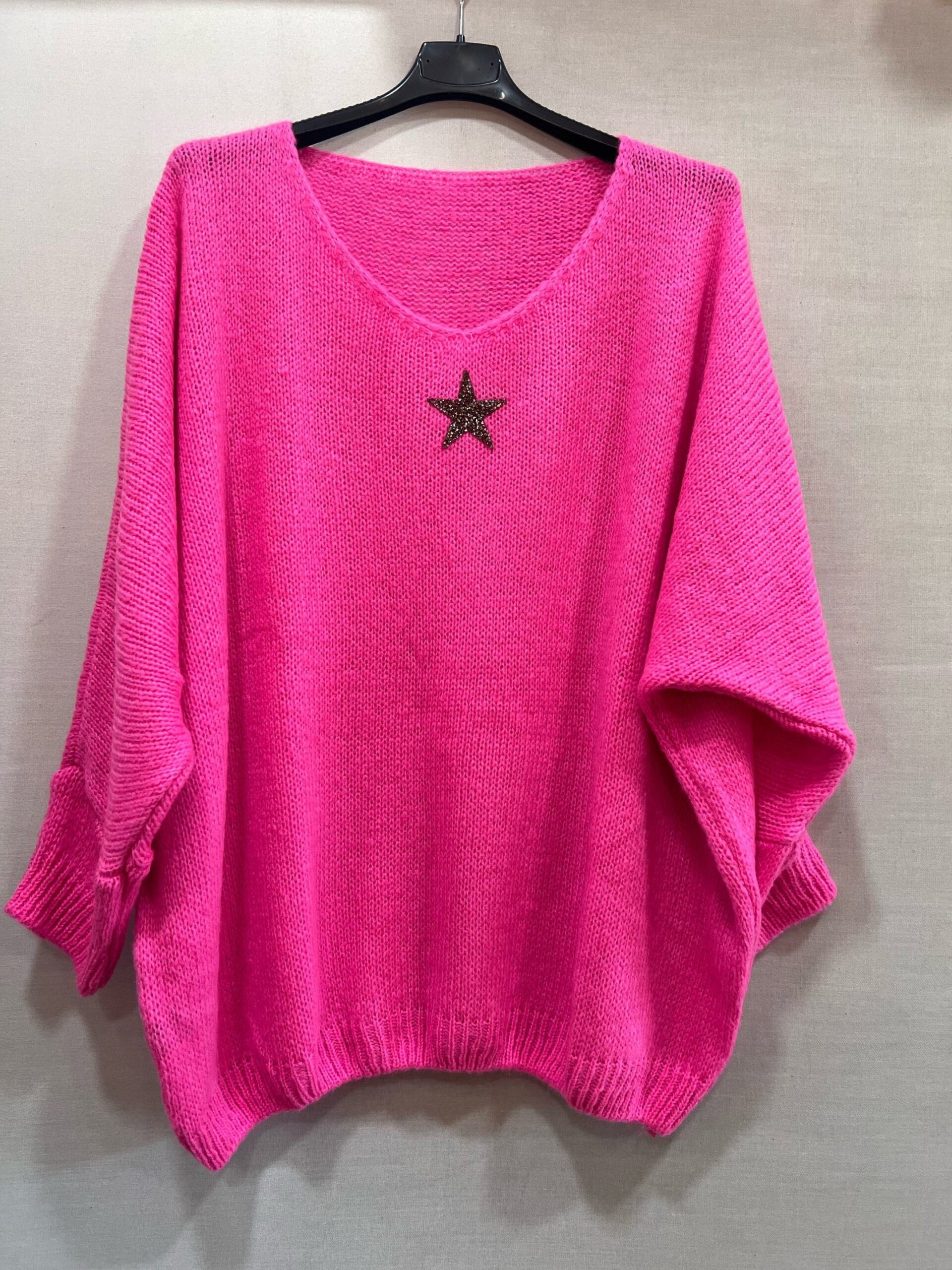 Pull oversize "Etoile" col V - Fuschia - TU du 38 au 52 – Image 2