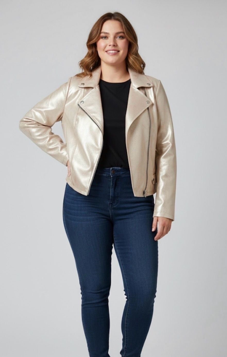 Veste style perfecto suédine - Doré - de la T2XL à la T5XL – Image 2