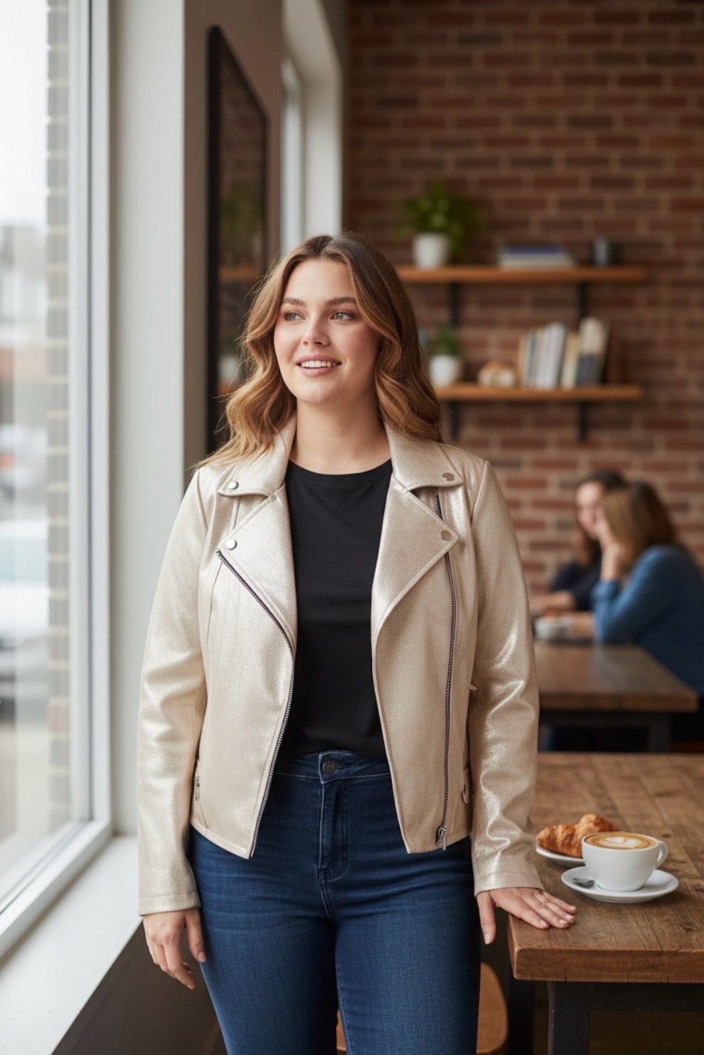 Veste style perfecto suédine - Doré - de la T2XL à la T5XL