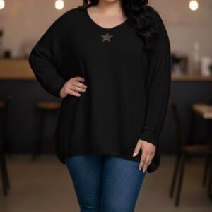Pull oversize "Etoile" col V - Noir - TU du 38 au 52