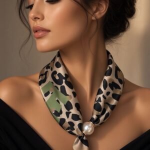 Foulard Satiné Love perle imprimé Léo