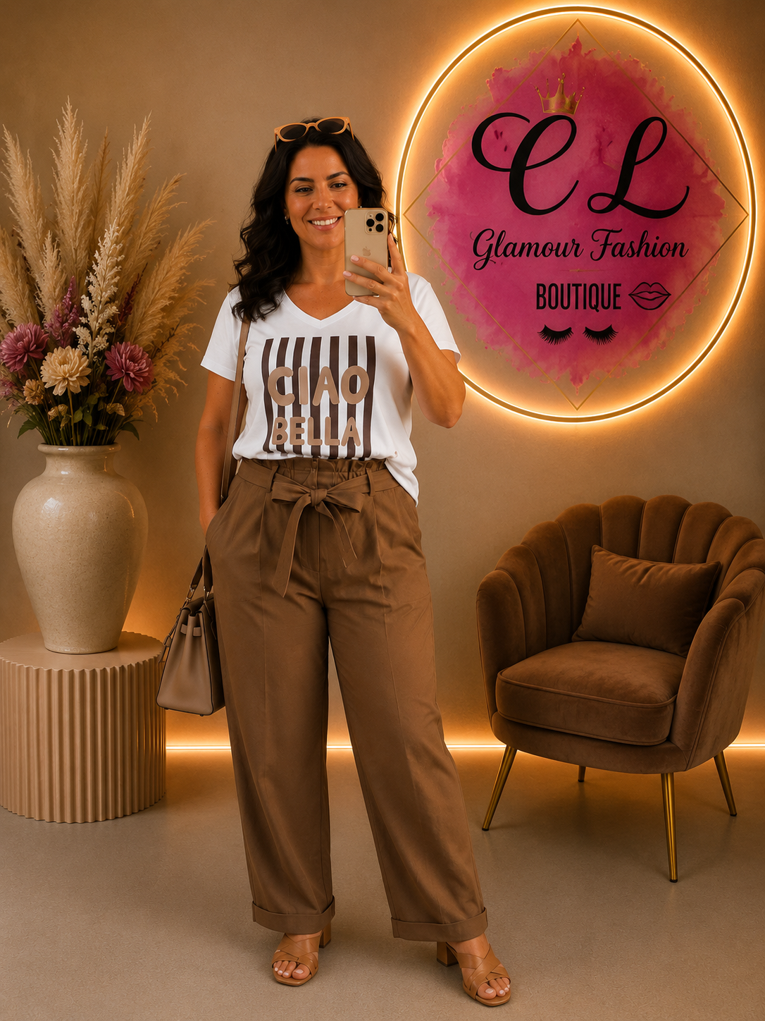 Tee-shirt Ciao Bella - Chocolat - TU1 du 36 au 42 – Image 2