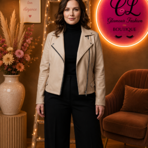 Veste Crème style perfecto simili cuir TU1 du 36-42