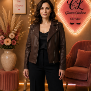 Veste Chocolat style perfecto simili cuir TU1 du 36-42