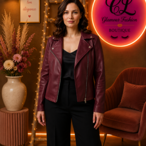 Veste Bordeaux style perfecto simili cuir TU1 du 36-42