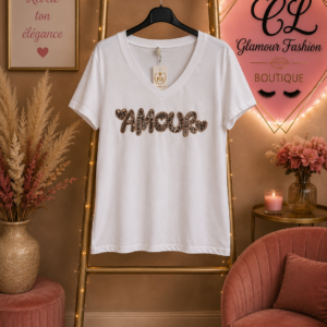 Tee-shirt Amour Léopard - TU du 36 au 42
