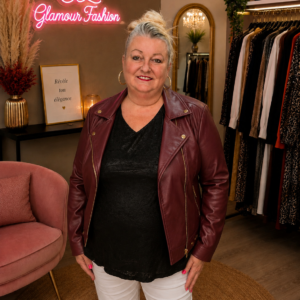 Veste Bordeaux style perfecto simili cuir TU3 du 46-50