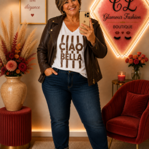 Veste Chocolat style perfecto simili cuir TU3 du 46-50