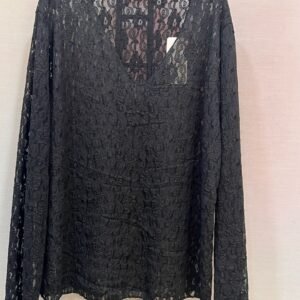 Haut dentelle col V - Noir - TU2  42/48
